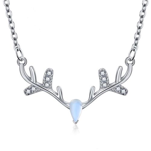 【I.Dear Jewelry】 正白K-月光麋鹿-精品月光石麋鹿造型項鍊頸鍊(現貨)