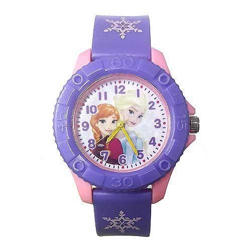 迪士尼冰雪奇緣安娜艾莎 齒輪款膠錶-紫