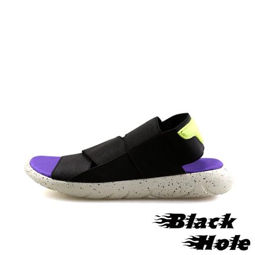 【Black Hole】韓版潮流時尚全彈力鬆緊木乃伊太空厚底涼鞋 紫