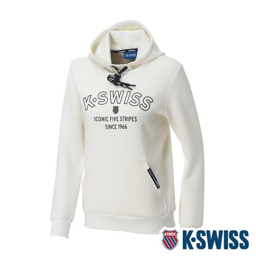 K-SWISS Embossed KS Logo Hoodie連帽上衣-女-米白