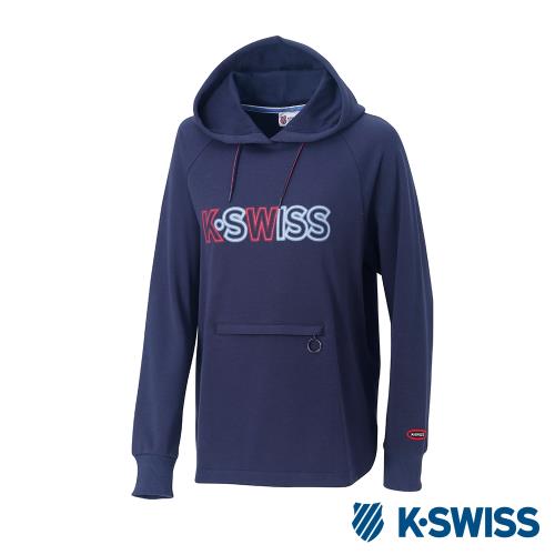 K-SWISS Long Hooded Sweat Shirts長版連帽上衣-女-藍