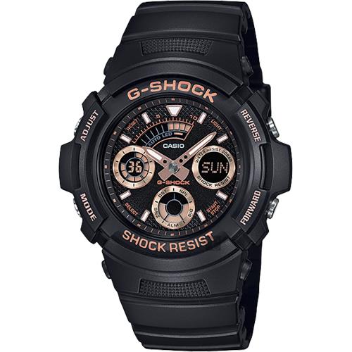 CASIO 卡西歐 G-SHOCK 賽車運動手錶-玫瑰金x黑(AW-591GBX-1A4DR)