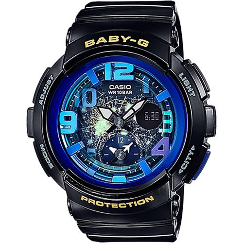 CASIO卡西歐Baby-G旅行系列夜空手錶-藍x黑BGA-190GL-1B/BGA-190GL-1BDR