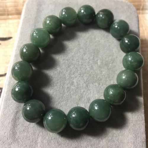  翡翠油青綠圓珠手串手鍊(10MM)  品澐珠寶