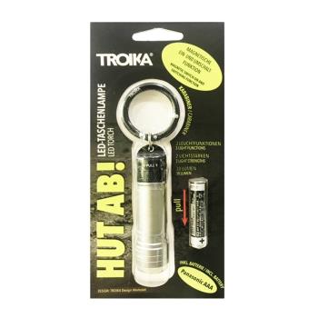 德國TROIKA鋁合金HUT AB!隨身COB-LED小手電筒TOR38/TI附登山扣式鑰匙圈(3種閃光模式;38流明)