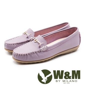 W&M經典款 真皮莫卡辛豆豆鞋 女鞋-粉紫(另有黑)