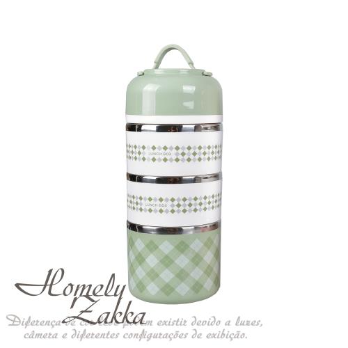 Homely Zakka 韓式創意炫彩多層頂級不銹鋼保溫飯盒/便當盒 1430ml _北歐綠
