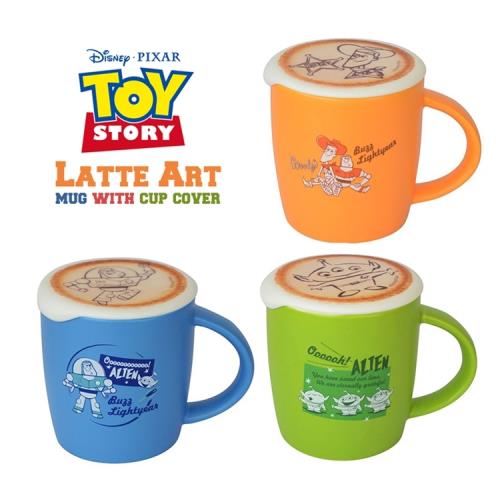 日本Entrex玩具總動員Latte Art馬克杯咖啡杯1435胡迪/巴斯光年/三眼怪(附拉花造型矽膠杯蓋)Toy Story咖啡杯子