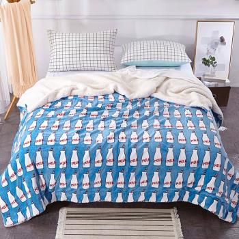 Betrise牛奶瓶 抗靜電升級款- 輕生活 清新印花暖柔金貂絨雙面毯150X200cm