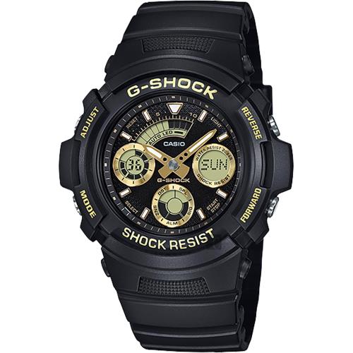 CASIO卡西歐G-SHOCK賽車運動手錶-金x黑AW-591GBX-1A9DR