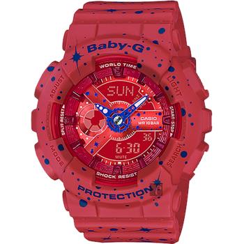 CASIO 卡西歐 Baby-G 星空雙顯手錶-紅 BA-110ST-4A