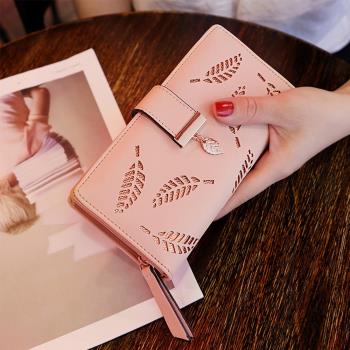 【BONum 博紐】韓版金葉女用手拿包 手機包(悠遊卡 信用卡 手包 隨身包 手機袋 錢包 零錢包)
