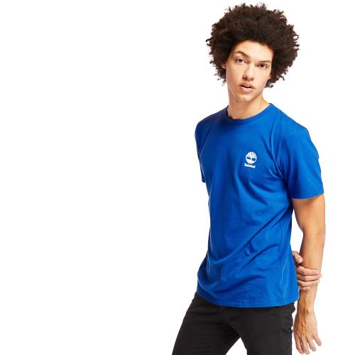 Timberland 男款藍色後背品牌印花短袖圓領T恤A22RP454