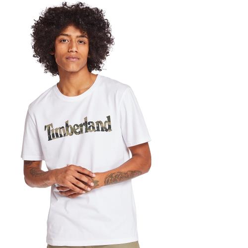 Timberland 男款白色品牌英文短袖圓領T恤A2B4G100