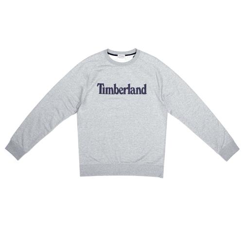 Timberland 男款淺灰色品牌英文長袖圓領T恤A2261052