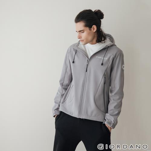 GIORDANO 男/女裝Softshell 三合一高機能刺繡徽章連帽外套  (多色任選)