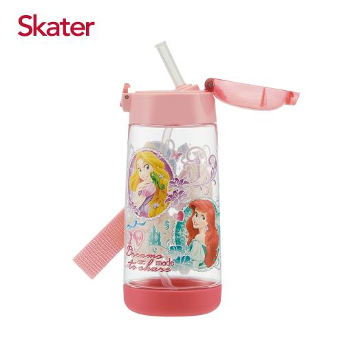 Skater 透明(480ml)吸管水壺-迪士尼公主(粉)