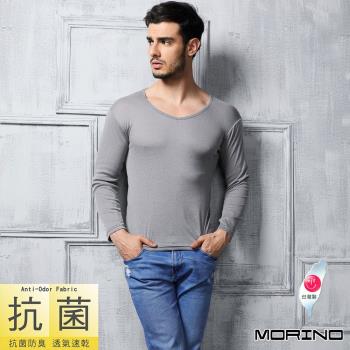 【MORINO摩力諾】抗菌防臭速乾長袖衫/長袖T恤-灰色(一件)