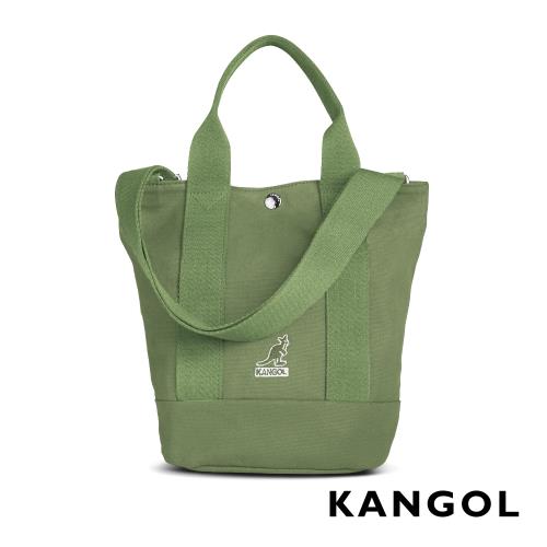 KANGOL 韓版玩色-帆布手提/斜背釦式小型水桶包-草綠 AKG1217