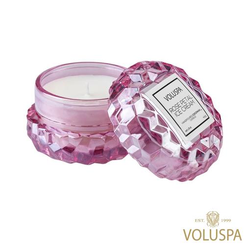 美國 VOLUSPA  Roses 玫瑰系列 Rose Petal Ice Cream 玫瑰冰淇淋 迷你浮雕玻璃罐 51g 香氛蠟燭