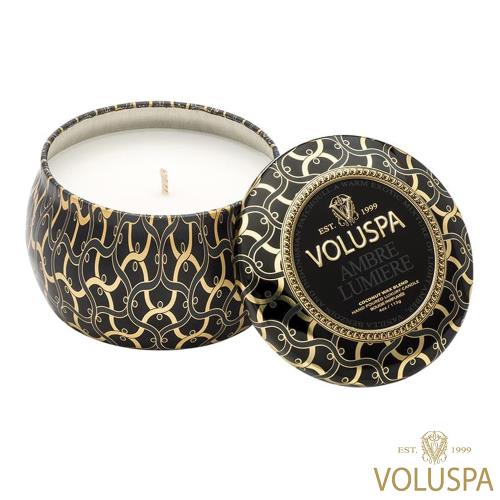 美國 VOLUSPA  Maison Noir 黑屋系列 Ambre Lumiere 香草琥珀 錫盒 113g 香氛蠟燭