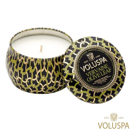 美國 VOLUSPA  Maison Noir 黑屋系列 Vervaine Olive Leaf 橄欖 錫盒 113g 香氛蠟燭