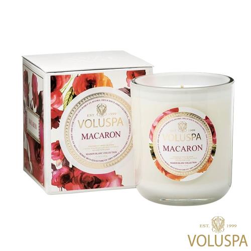 美國 VOLUSPA  Maison Blanc 白屋系列 Macaron 馬卡龍 浮雕玻璃罐 340g 香氛蠟燭