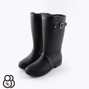 【88%】雨鞋-MIT台灣製 筒高26cm 高筒防潑水PU鞋面 扣環造型 高筒雨靴