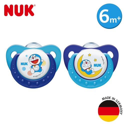 德國NUK-哆啦A夢安睡型矽膠安撫奶嘴-一般型6m+2入(顏色款式隨機出貨)