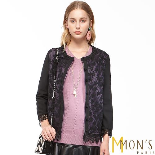 MONS法式蕾絲氣質鏤空開襟外套
