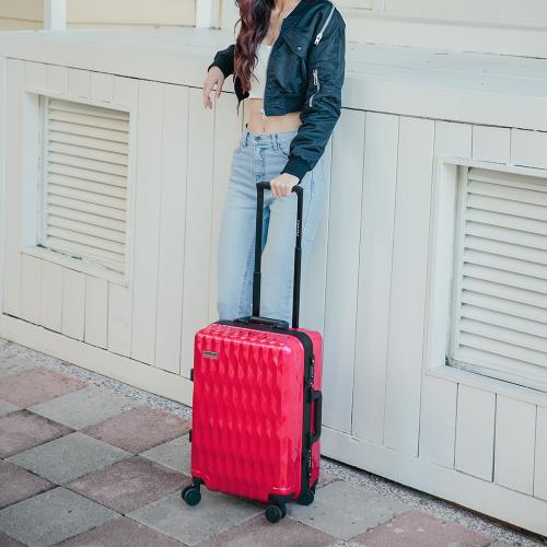 FUNWORLD 20吋鑽石系列鋁框行李箱-瑰麗紅
