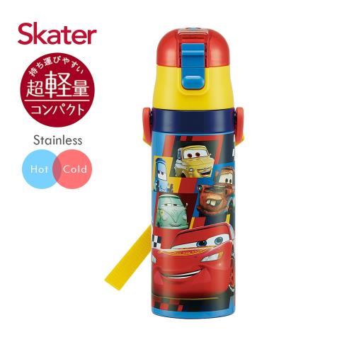 Skater 兒童不鏽鋼直喝式水壺(470ml) 閃電麥昆-黃藍