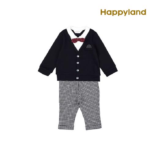 【韓國 HAPPYLAND】2019FW兒童時尚假兩件式上衣+褲子套裝(童裝、花童服、抓周服裝、請客服)