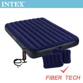 INTEX 經典雙人充氣床-寬152cm-特惠組合(附手壓幫浦+枕頭*2)(64765)