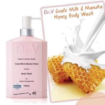 【澳洲Dr. V 】專業級配方-山羊奶曼努考蜂蜜沐浴乳 (2入組-750ml/瓶)