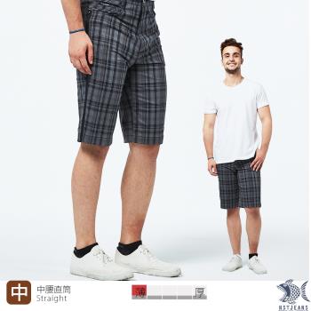NST Jeans 英倫復古灰格紋 吸濕排汗 男短褲(中腰) 390(9496)