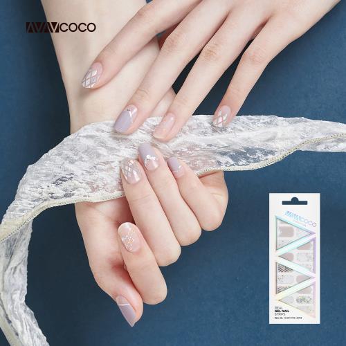 VAVACOCO-光感凝膠光療美甲貼片-紫芋銀鑽20片