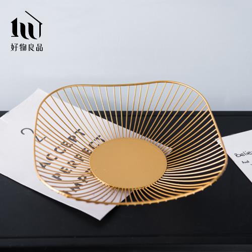 【好物良品】花邊形矮款_客廳裝飾藝術金屬鏤空收納置物零食水果網籃 茶几裝飾籃 飾品籃