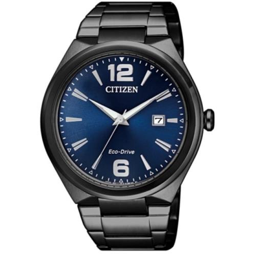 【CITIZEN 星辰】GENTS 光動能霧感日期顯示腕錶-藍黑(AW1375-58L)