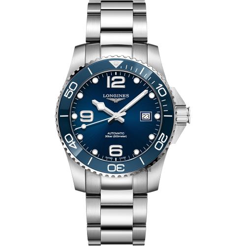 LONGINES 浪琴 深海征服者浪鬼陶瓷潛水機械錶-藍x銀/43mm(L37824966)