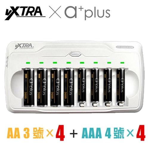VXTRA LED智慧型八入充電組(附a+plus 3號池4入+4號電池4入)