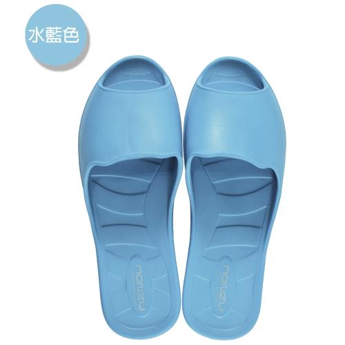(MONZU)零著感一體成型防滑魚口室內外拖鞋-水藍