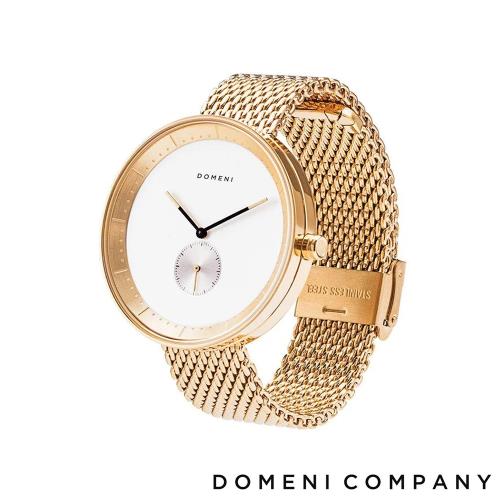 【DOMENI COMPANY】經典系列不鏽鋼單眼男錶(尊爵白錶盤/金/GMW01)