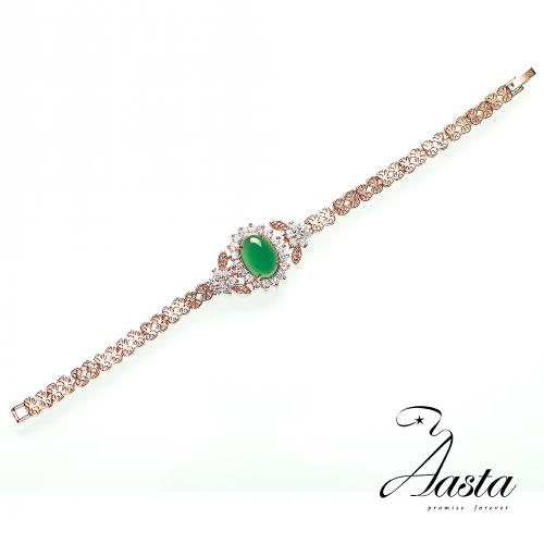 【Aasta Jewelry】5克拉天然翡翠藍寶玫瑰金手鍊