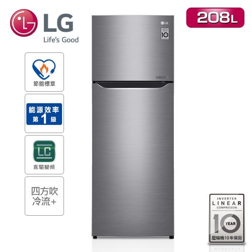【LG樂金】Smart 208L直驅變頻上下門冰箱/精緻銀 GN-L297SV(送基本安裝+舊機回收)