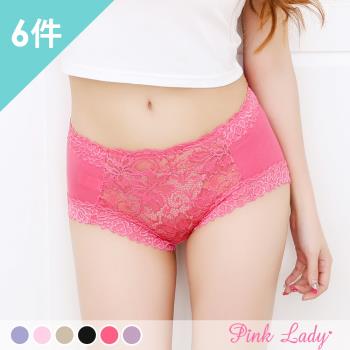 Pink Lady 華麗蕾絲 蠶絲褲底柔感舒適透氣包臀內褲8865(6件組)