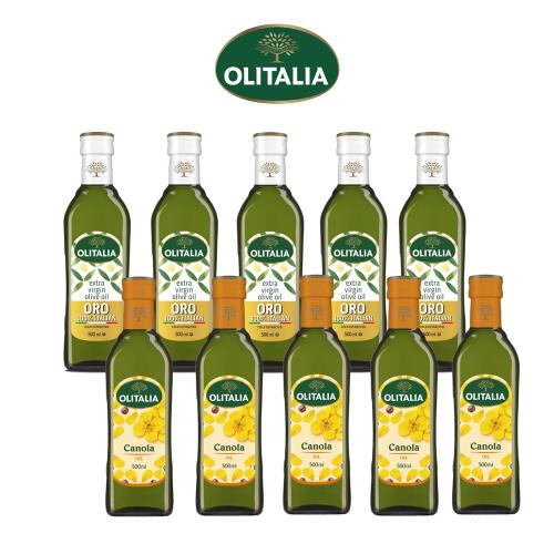 奧利塔特級初榨橄欖油500ml*5罐+頂級芥花油500ml*5罐