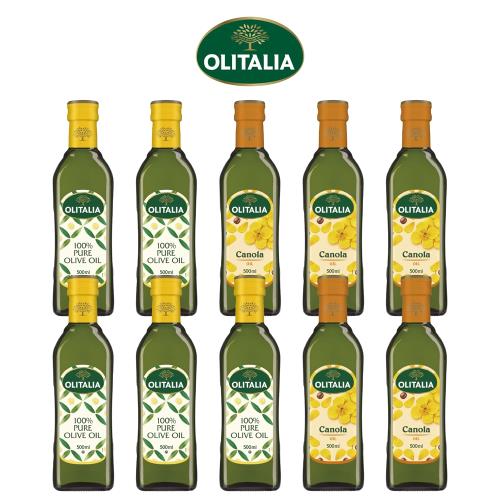 Olitalia 奧利塔 純橄欖油500ml x5罐+頂級芥花油500ml x5罐