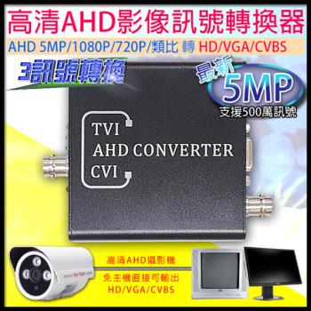 KINGNET 監視器周邊 5MP 500萬 AHD TVI CVI 影像訊號轉換器 1080P 720P 類比 轉 HD VGA CVBS
