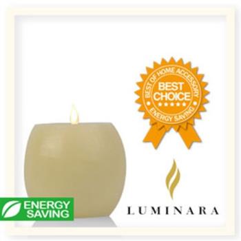 【Luminara 擬真火焰 蠟燭】 酒桶象牙白光滑蠟燭禮盒（大）+加贈充電電池組